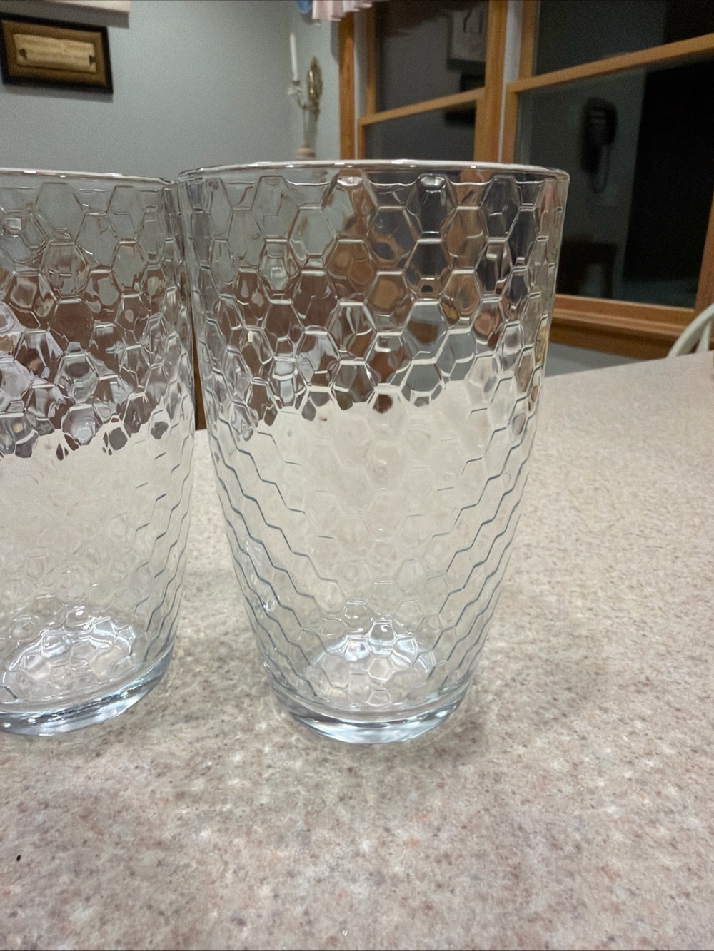 Vintage Pasabuhce Clear Hex-Pattern Glass 5.5 in Tumblers - Set of 4 honeycomb - Picture 2 of 15